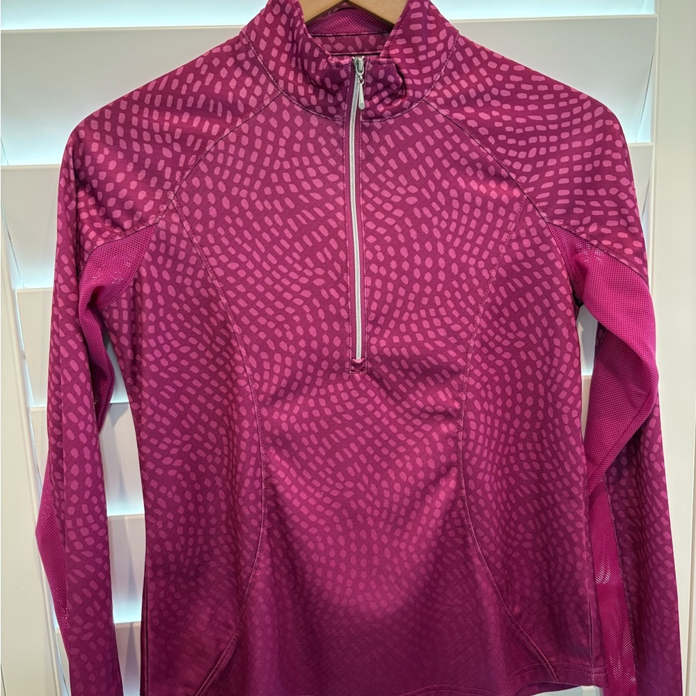 Pebble Beach Purple/Burgandy Patterned Quarter-Zip Golf Top XS